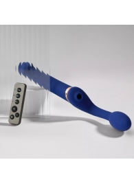 Синий безремневой страпон Multi Orgasm Bendable Strap-On size L с клиторальной стимуляцией - Strap-on-me - купить с доставкой в Сочи