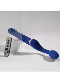 Синий безремневой страпон Multi Orgasm Bendable Strap-On size XL с клиторальной стимуляцией - Strap-on-me - купить с доставкой в Сочи