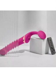 Ярко-розовый безремневой страпон Multi Orgasm Bendable Strap-On size L с клиторальной стимуляцией - Strap-on-me - купить с доставкой в Сочи