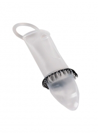 Закрытая насадка на пенис с подхватом мошонки и стимулирующими «ресничками» - Sextaz - в Сочи купить с доставкой