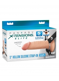Телесный пустотелый фаллопротез 5’’ Hollow Silicone Strap-On - 14 см. - Pipedream - купить с доставкой в Сочи