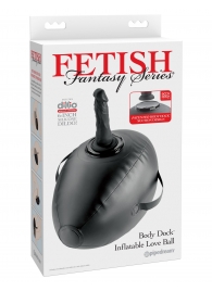 Черный надувной мяч с платформой для фиксации дилдо Body Dock Inflatable Love Ball - Pipedream - купить с доставкой в Сочи
