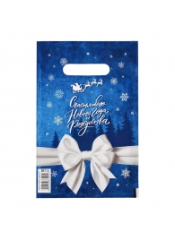 Сине-белый подарочный новогодний пакет с вырубной ручкой (20х30 см) - Сима-Ленд - купить с доставкой в Сочи