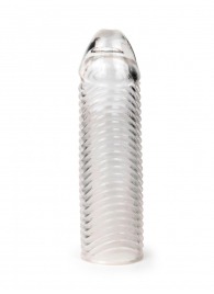 Прозрачная закрытая насадка на пенис с ребрышками - 16 см. - Sex Expert - в Сочи купить с доставкой