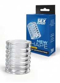 Прозрачная сквозная насадка на пенис с ребрышками - Sex Expert - в Сочи купить с доставкой