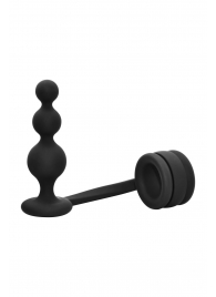 Черное эрекционное кольцо с анальной елочкой Cockring With Beaded Anal Plug - Dream Toys - в Сочи купить с доставкой