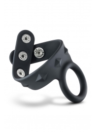 Черное эрекционное кольцо с подхватом мошонки на кнопках VS6 - Blush Novelties - в Сочи купить с доставкой