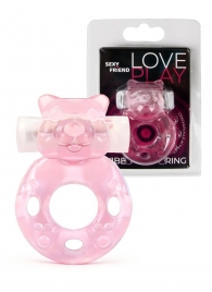 Розовое эрекционное виброкольцо в форме мишки - 1137 - в Сочи купить с доставкой