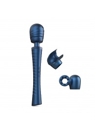 Синий вибромассажёр с насадками Man.wand Edgy - Manwan - в Сочи купить с доставкой