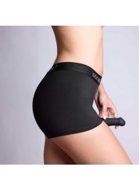 Черные трусики-боксеры для фиксации насадок Strap-on-me Harness Lingerie Allure - size S - Strap-on-me - купить с доставкой в Сочи