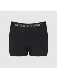 Черные трусики-боксеры для фиксации насадок Strap-on-me Harness Lingerie Allure - size M - Strap-on-me - купить с доставкой в Сочи