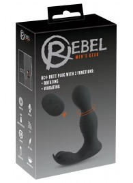 Черная анальная пробка с вибрацией, вращением и пультом ДУ RC Butt Plug with 2 Functions - Orion - в Сочи купить с доставкой