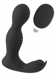 Черная анальная пробка с вибрацией, вращением и пультом ДУ RC Butt Plug with 2 Functions - Orion - в Сочи купить с доставкой