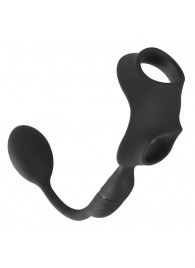 Черное виброкольцо с анальной пробкой Cock Ring with RC Butt Plug - Orion - в Сочи купить с доставкой