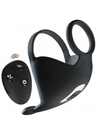 Черная вибронасадка для эрекции и стимуляции мошонки Cock ring with RC ball massager - Orion - в Сочи купить с доставкой