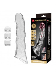 Прозрачный фаллоудлинитель с 3 вставками - 28 см. - Baile - в Сочи купить с доставкой