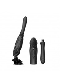 Черная секс-машина с функцией нагрева, насадками и присоской Sesh - Zalo - купить с доставкой в Сочи