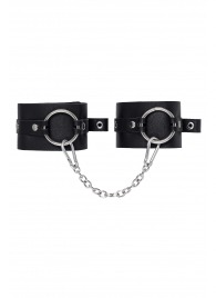 Черные оковы из толстой кожи с люверсами - Pecado - купить с доставкой в Сочи
