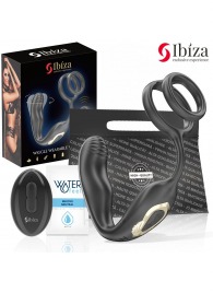 Черная анальная пробка с вращением и эрекционными кольцами - Ibiza - в Сочи купить с доставкой