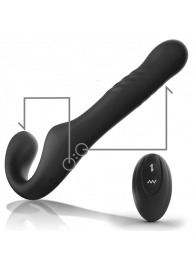 Черный безремневой страпон с вибрацией и возвратно-поступательными движениями - 24 см. - Ibiza - купить с доставкой в Сочи