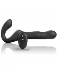 Черный безремневой страпон с вибрацией и возвратно-поступательными движениями - 24 см. - Ibiza - купить с доставкой в Сочи