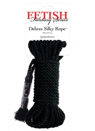Черная веревка для фиксации Deluxe Silky Rope - 9,75 м. - Pipedream - купить с доставкой в Сочи