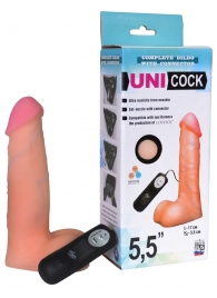 Фаллическая насадка Харнесс UNICOCK 5,5  с вибрацией - 17 см. - LOVETOY (А-Полимер) - купить с доставкой в Сочи
