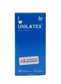Классические презервативы Unilatex Natural Plain - 12 шт. + 3 шт. в подарок - Unilatex - купить с доставкой в Сочи
