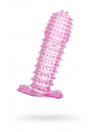 Гелевая розовая насадка с шипами - 12 см. - Toyfa Basic - в Сочи купить с доставкой