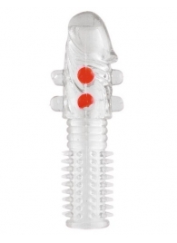 Гелевая прозрачная насадка с шариками и шипами - 14 см. - Toyfa Basic - в Сочи купить с доставкой