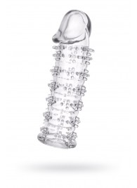 Гелевая прозрачная насадка с шипами - 12 см. - Toyfa Basic - в Сочи купить с доставкой