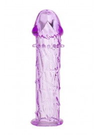 Гладкая фиолетовая насадка с усиками под головкой - 12,5 см. - Toyfa Basic - в Сочи купить с доставкой