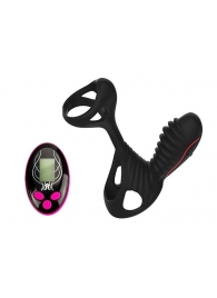 Чёрная насадка на фаллос Gladiator + LRS  с трехкнопочным пультом управления - Adrien Lastic - в Сочи купить с доставкой