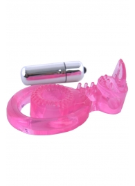 Розовая вибронасадка со стимулятор клитора   Язычок - Toyfa Basic - в Сочи купить с доставкой