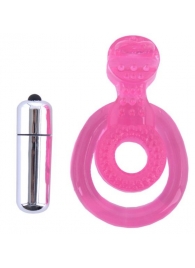 Розовая вибронасадка со стимулятор клитора   Язычок - Toyfa Basic - в Сочи купить с доставкой