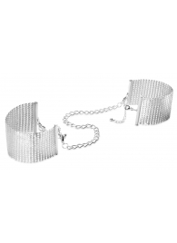 Серебристые наручники-браслеты Desir Metallique Handcuffs - Bijoux Indiscrets - купить с доставкой в Сочи