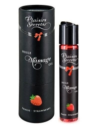 Массажное масло с ароматом клубники Huile de Massage Gourmande Fraise des Bois - 59 мл. - Plaisir Secret - купить с доставкой в Сочи