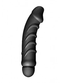 Ребристый анальный вибратор 5 Speed Silicone Vibe - 24 см. - Доминирующее кольцо