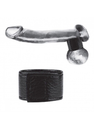 Чёрная утяжка на мошонку 1  Velcro Ball Stretcher - BlueLine - купить с доставкой в Сочи