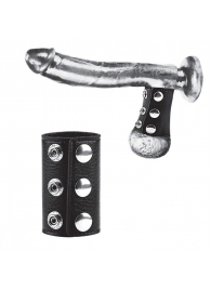 Чёрная утяжка на кнопках 100% PVC STRAP WITH METAL SNAP - BlueLine - купить с доставкой в Сочи