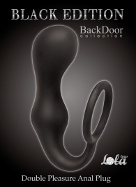 Чёрное эрекционное кольцо с анальной пробкой Double Pleasure Anal Plug - Lola Games - в Сочи купить с доставкой