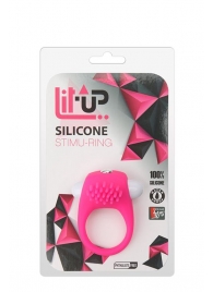 Розовое эрекционное кольцо с щеточкой LIT-UP SILICONE STIMU RING 5 - Dream Toys - в Сочи купить с доставкой