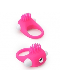Розовое эрекционное кольцо с щеточкой LIT-UP SILICONE STIMU RING 5 - Dream Toys - в Сочи купить с доставкой