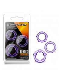 Набор из 3 фиолетовых эрекционных колец Stay Hard Beaded Cockrings - Blush Novelties - в Сочи купить с доставкой