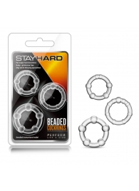 Набор из 3 прозрачных эрекционных колец Stay Hard Beaded Cockrings - Blush Novelties - в Сочи купить с доставкой