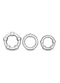 Набор из 3 прозрачных эрекционных колец Stay Hard Beaded Cockrings - Blush Novelties - в Сочи купить с доставкой