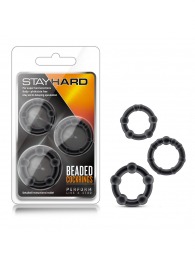 Набор из 3 чёрных эрекционных колец Stay Hard Beaded Cockrings - Blush Novelties - в Сочи купить с доставкой