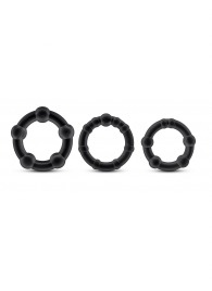 Набор из 3 чёрных эрекционных колец Stay Hard Beaded Cockrings - Blush Novelties - в Сочи купить с доставкой