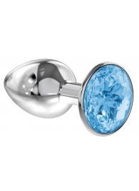 Малая серебристая анальная пробка Diamond Light blue Sparkle Small с голубым кристаллом - 7 см. - Lola Games - купить с доставкой в Сочи