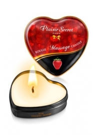 Массажная свеча с ароматом клубники Bougie Massage Candle - 35 мл. - Plaisir Secret - купить с доставкой в Сочи
